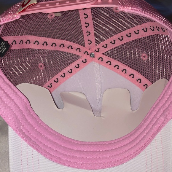 True Religion Optic White & Pink Mesh Butterfly Trucker Hat Rhinestone OS NWT main image 14